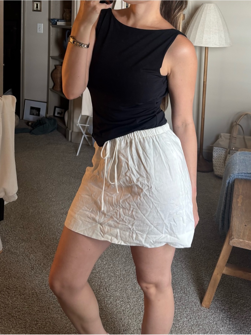 Cream Drawstring Skirt - Picture 2 of 2